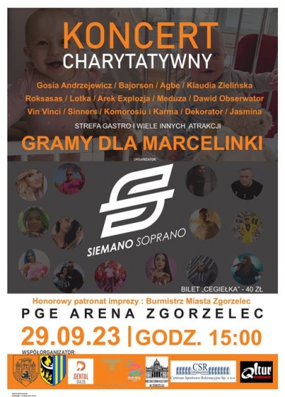 Charytatywnie dla Marcelinki 29 września 2023r. na PGE Turów Arena!